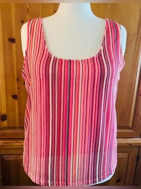 Elevated Pink & Red Striped Camisole with Matching Duster. Career appropriate XL